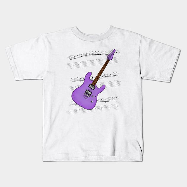 Guitar Tab Electric Guitarist Music Notation Musician (Purple) Kids T-Shirt by doodlerob